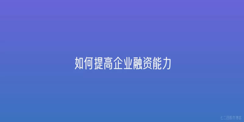 如何提高企业融资能力